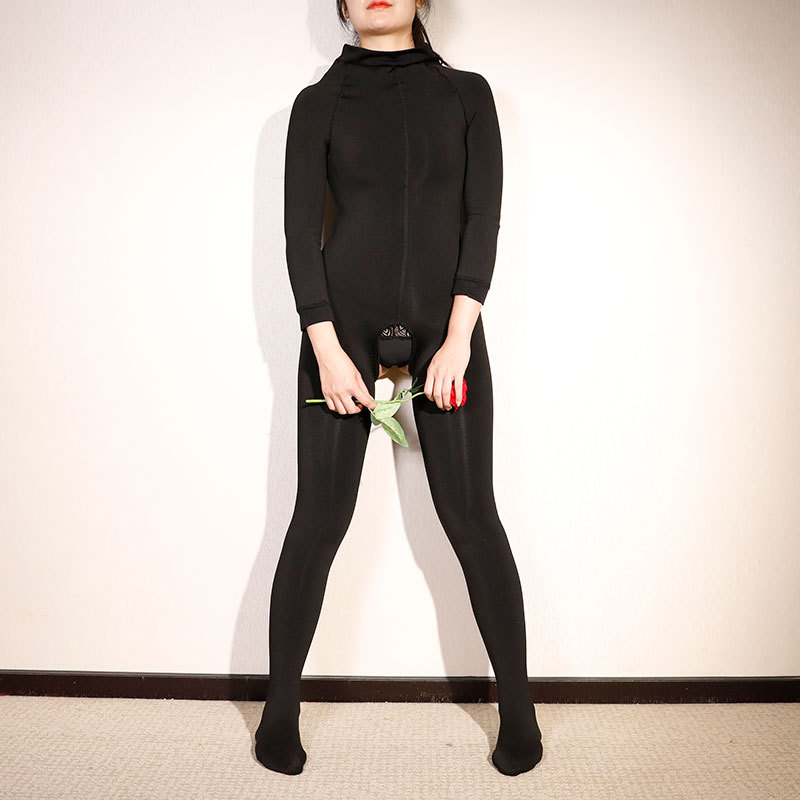 连体丝袜加绒加厚秋冬保暖开裆免脱情趣带套性感全身一体高领男士