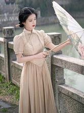 新中式裙子女新款2023年夏季显瘦气质国风法式优雅改良旗袍连衣裙