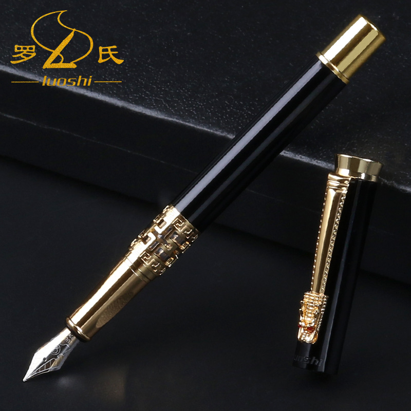 罗氏龙头金属钢笔学生硬笔书法练字美工笔弯头弯尖商务钢笔批发