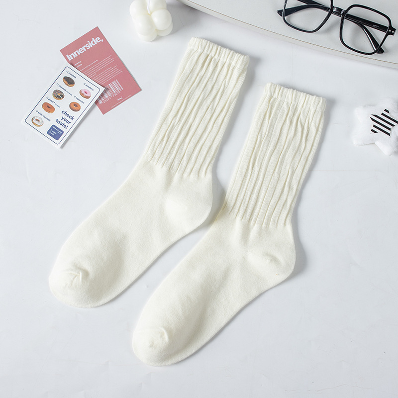 Socks Female Online Influencer Dopamine Bunching Socks Ins Trendy Candy Color Tube Socks Solid Color Twisted Cotton Socks Fashion Women's Socks