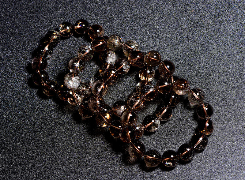 久雅水晶 天然茶水晶阿塞斯特莱手链 茶彩虹水晶手串 厂家直销