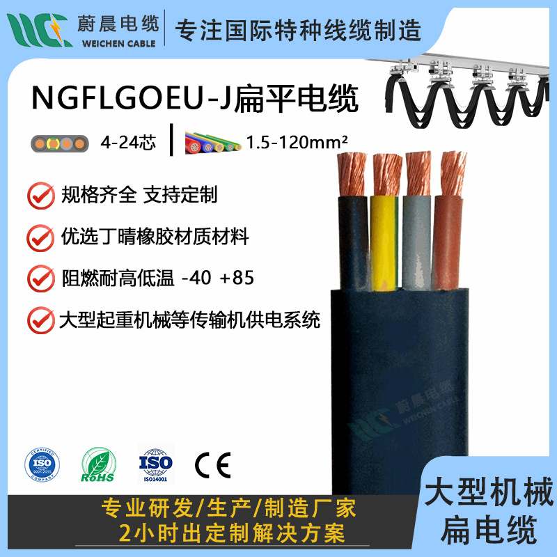 起重机龙门吊斗轮机扁平电缆线 NGFLGOEU-J (N)GLFGOEU-J柔性