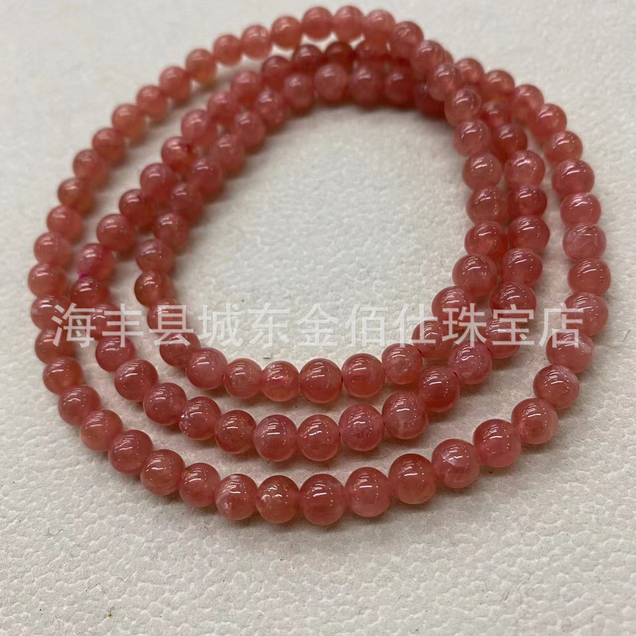 天然阿根廷红纹石圆珠佛珠红纹石3圈手链红纹石女款饰品厂家批发