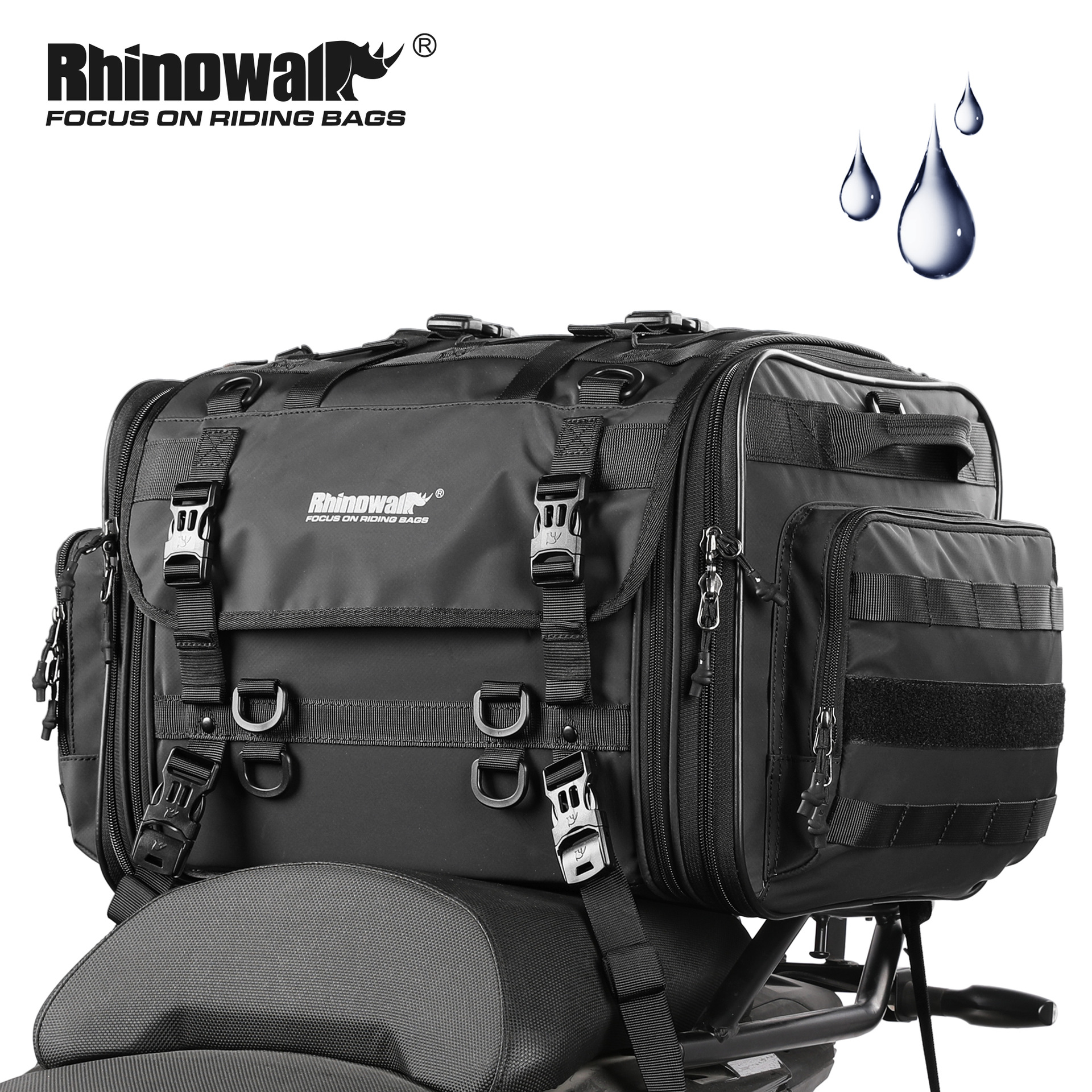 rhinowalk/犀牛·漫步40l至60l可拓展摩托车后尾包后座包尾箱包