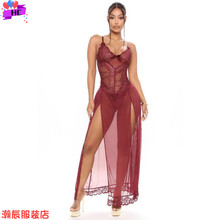 Mesh sling dress sexy lingerie  女装网纱性感吊带长裙情趣内衣