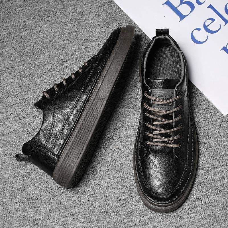 厨师男鞋秋季新款软底防水防滑防油工作上班黑色皮鞋休闲劳保潮鞋