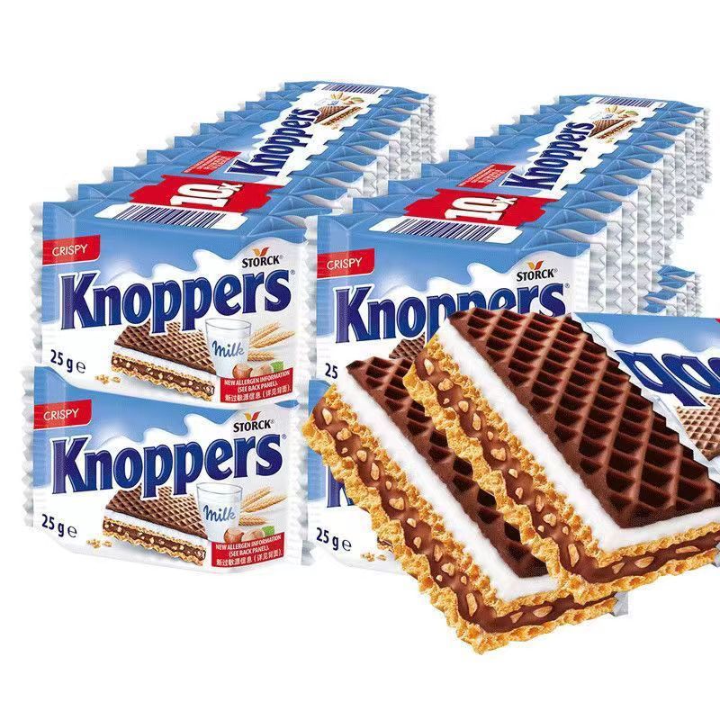 knoppers德国进口威化牛奶榛子巧克力味曲奇饼干批发临期特价