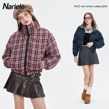 Nariele  美式两面穿棉衣冬季辣妹加厚立领面包服宽松棉服短外套
