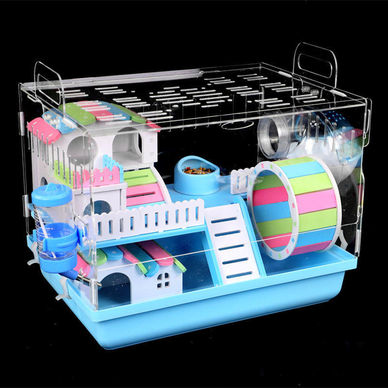 亚克力仓鼠笼仓鼠笼子托盘款易打扫双层水晶基础笼用品玩具套餐齐