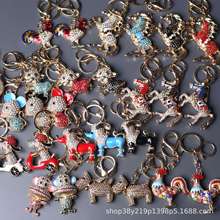 中式十二生肖系列金属镶钻动物钥匙扣挂件精美包包配饰礼品批发