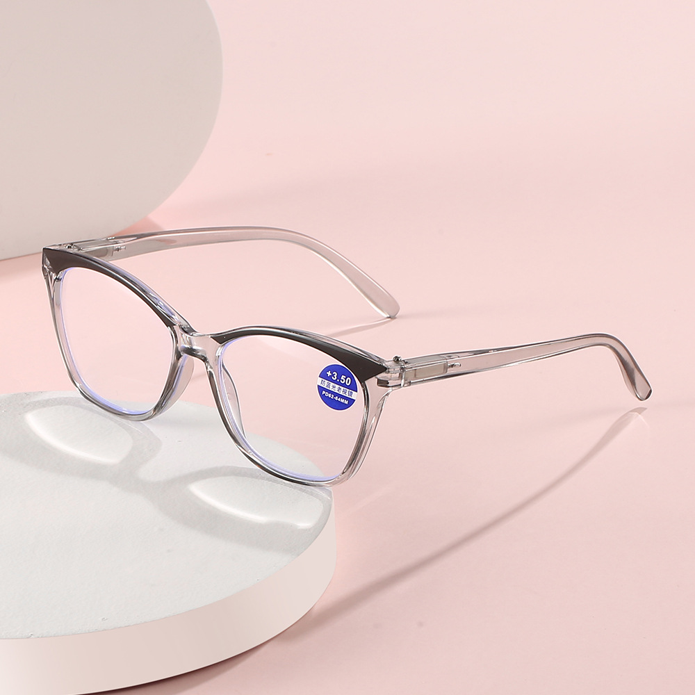 New Transparent Fashion Cat Eye Eyebrow Reading Glasses HD Presbyopic Glasses Full Frame Portable Men and Women Same Style