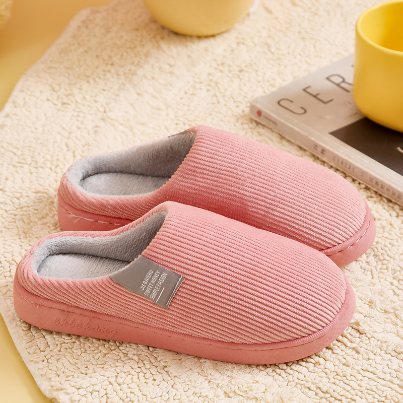 2023 New Autumn and Winter Couple Household Bedroom Home Cotton Slippers Women's Warm Non-Slip Plush Cotton Shoes Men's Winter