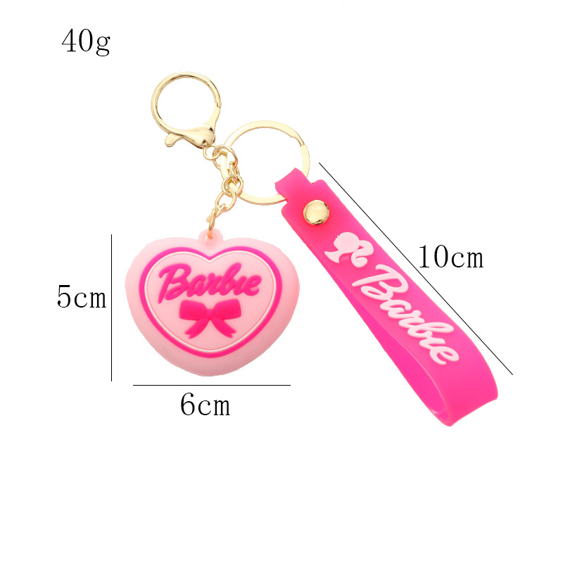 Cartoon Barbie Doll Keychain Pendant Cute Heart Shape Flashing Light Silica Gel Doll Bag Car Small Ornaments Gift