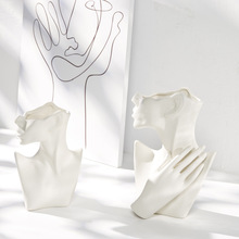 蜀门ins创意北欧人体陶瓷干花花瓶装饰客厅民宿办公室摆件摆设