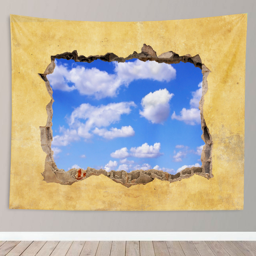 亚马逊挂毯 3d效果破洞墙挂布房间装饰布直播背景布卧室床头挂毯