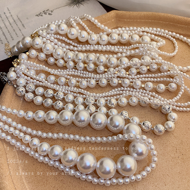 法式复古气质巴洛克珍珠项链女优雅百搭锁骨链轻奢高级感项饰批发