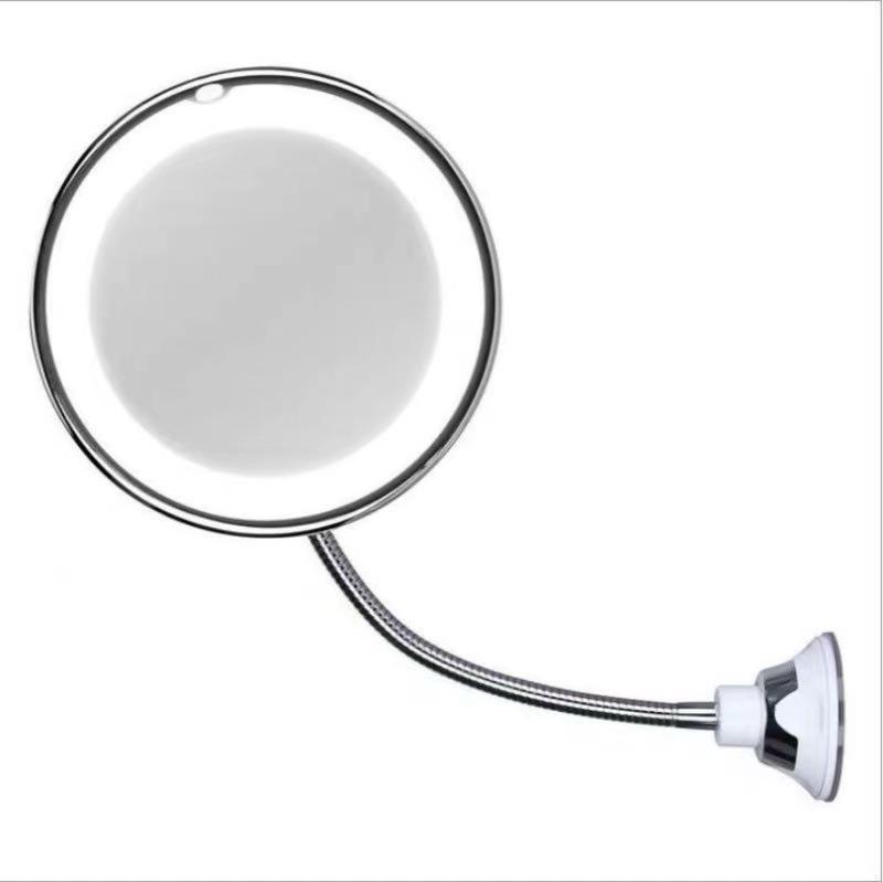 10 Times 10x Magnifying Cross-Border Led Fill Light Makeup Mirror Dressing Mirror Beauty Mirror with Light with Suction Cup Bathroom Mirror