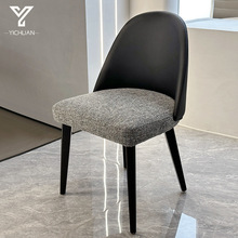 餐椅皮布结合意式极简设计师扶手椅餐厅高端椅子