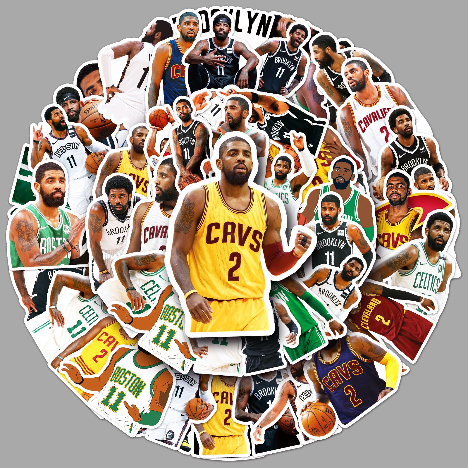 50张欧文nba篮球球星周边贴纸咕卡素材diy手账本笔记本防水可滴胶