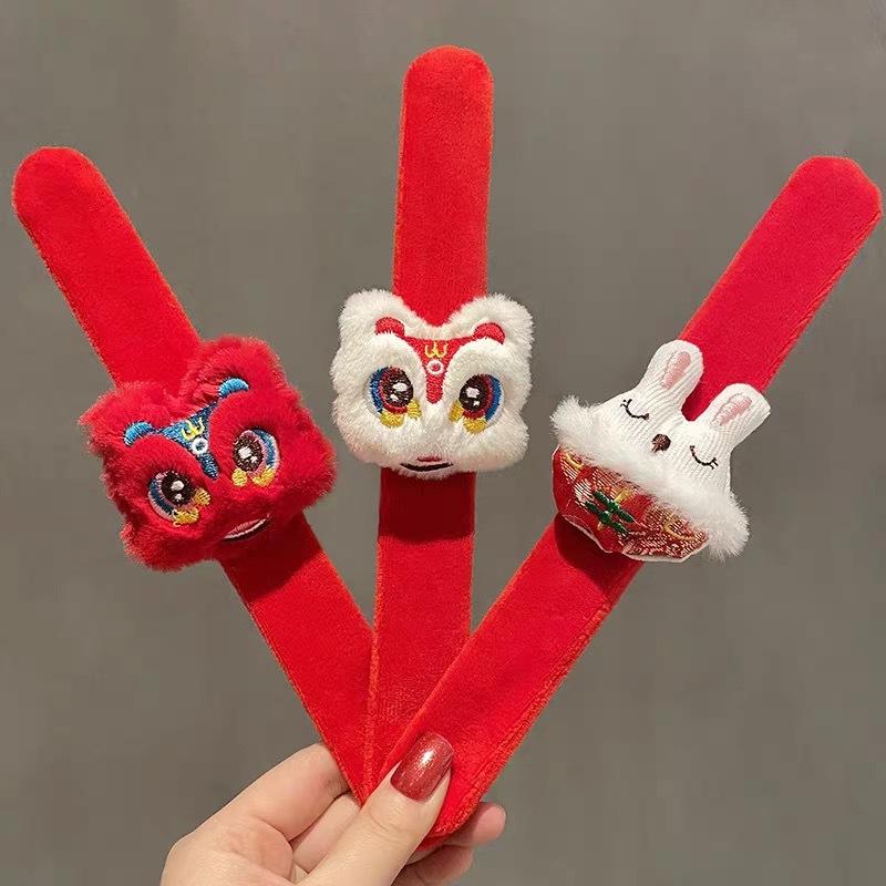 New Year Xingshi Ring Pop Children's Bracelet Cartoon Doll Headdress Slap Bracelet Hair Accessories Store Celebration Gift Wrist