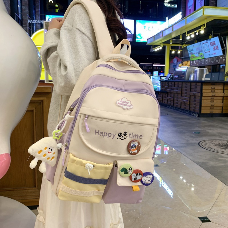大容量学生书包女小可爱两件套背包日系初高中学生高颜值双肩包