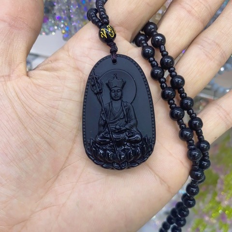 黑曜石地藏王吊坠加珠链毛衣链高45毫米-阿里巴巴