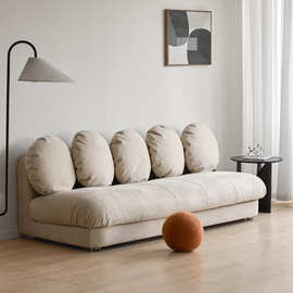 北欧布艺沙发中古风科技布无扶手小户型客厅羽绒侘寂三人位大沙发