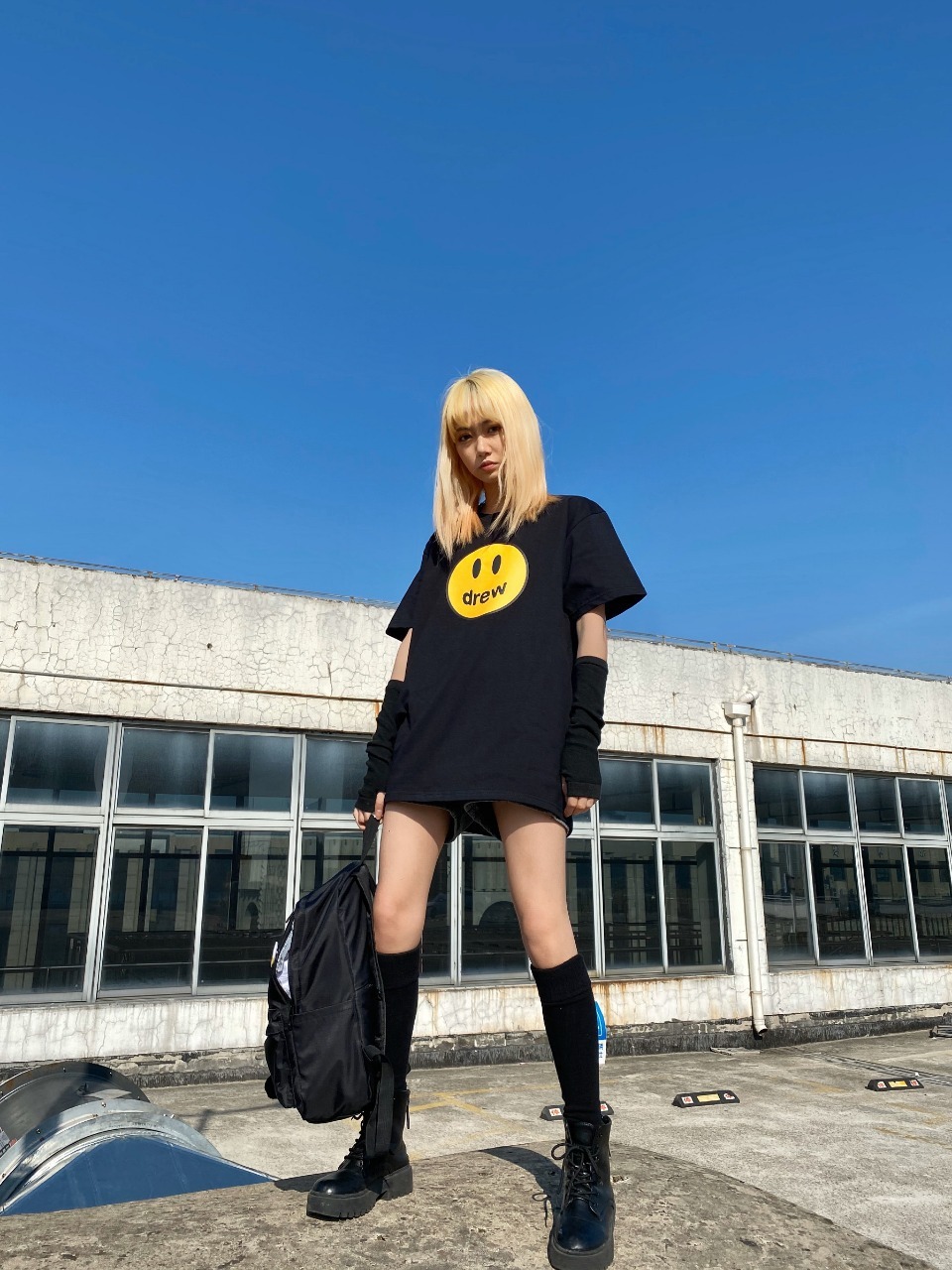 drew笑脸house基础logo贾斯汀比伯男女同款潮宽松高街fog短袖t恤