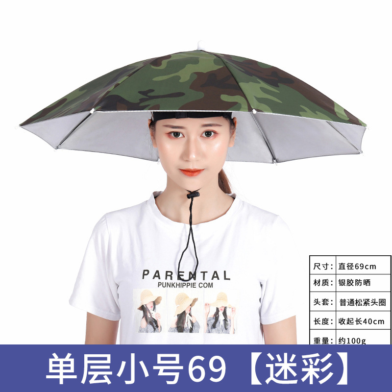 Head Cap Umbrella Wholesale 69cm Tea Picking Silver Plastic Umbrella Cap Advertising Umbrella Stall Umbrella Sun Protection Sanitation Worker Hat Umbrella