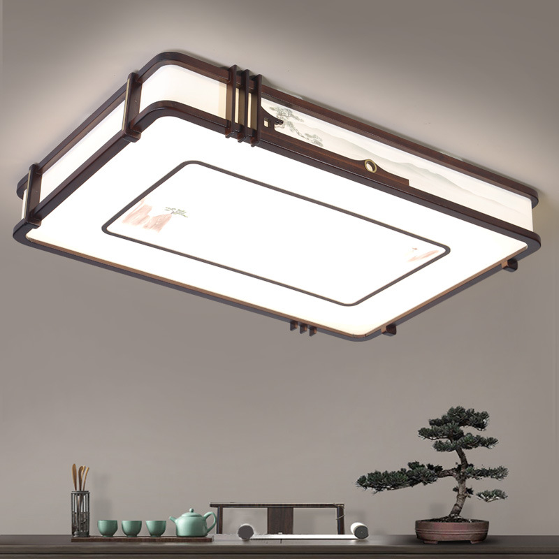 乌金木新中式led吸顶灯套餐中国风餐厅书房简约卧室全铜客厅灯具