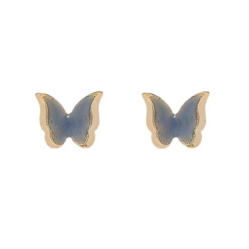 Dancing on the Heart Bar ~ Ins Retro Three-Dimensional Blue Butterfly Mosquito Coil Ear Clip Temperament Wild Non-Piercing Earrings Female