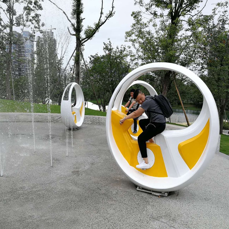 单车喷泉网红景区动感发电自行车户外运动健身设施无动力游乐设备