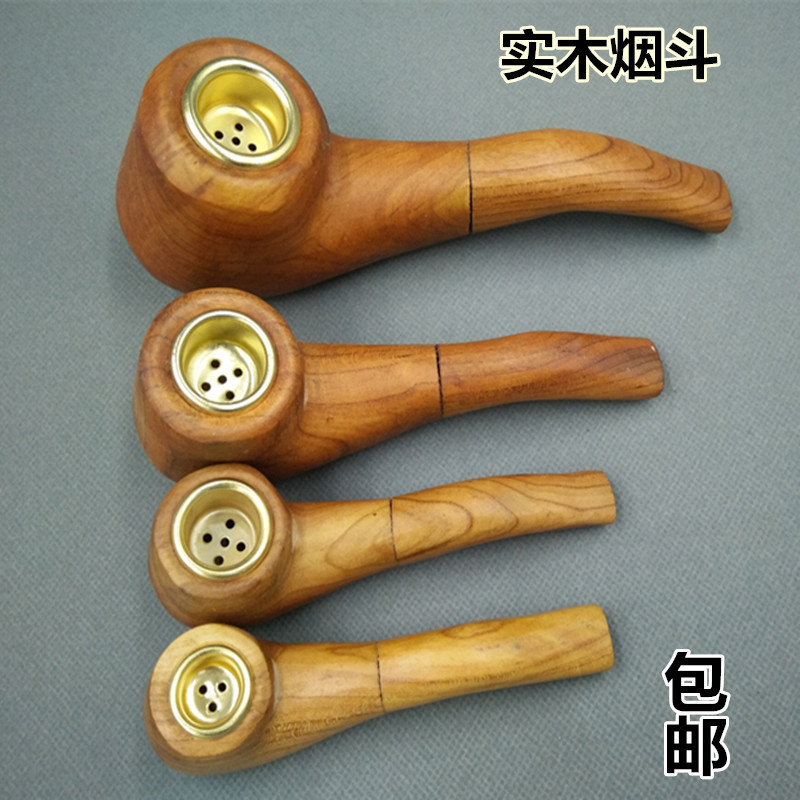 怀旧纯手工原木烟袋纯实木手工雕刻 烟斗实木旱烟袋烟锅烟具大号