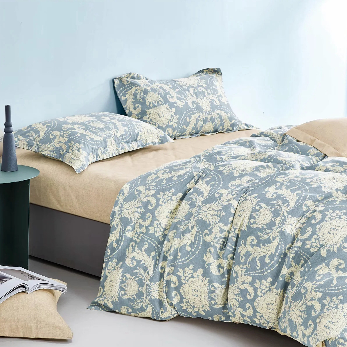 全棉床单被罩布料批发床品40支宽幅面料家纺纯棉斜纹碎花棉布