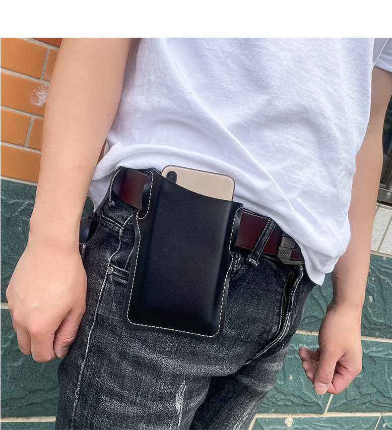 男士穿皮带装手机袋腰包男款6寸6.5寸跑步运动户外竖款工地手机包