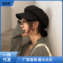 贝雷帽子 女秋冬韩版毛呢八角帽潮日系百搭学生英伦复古画家帽潮