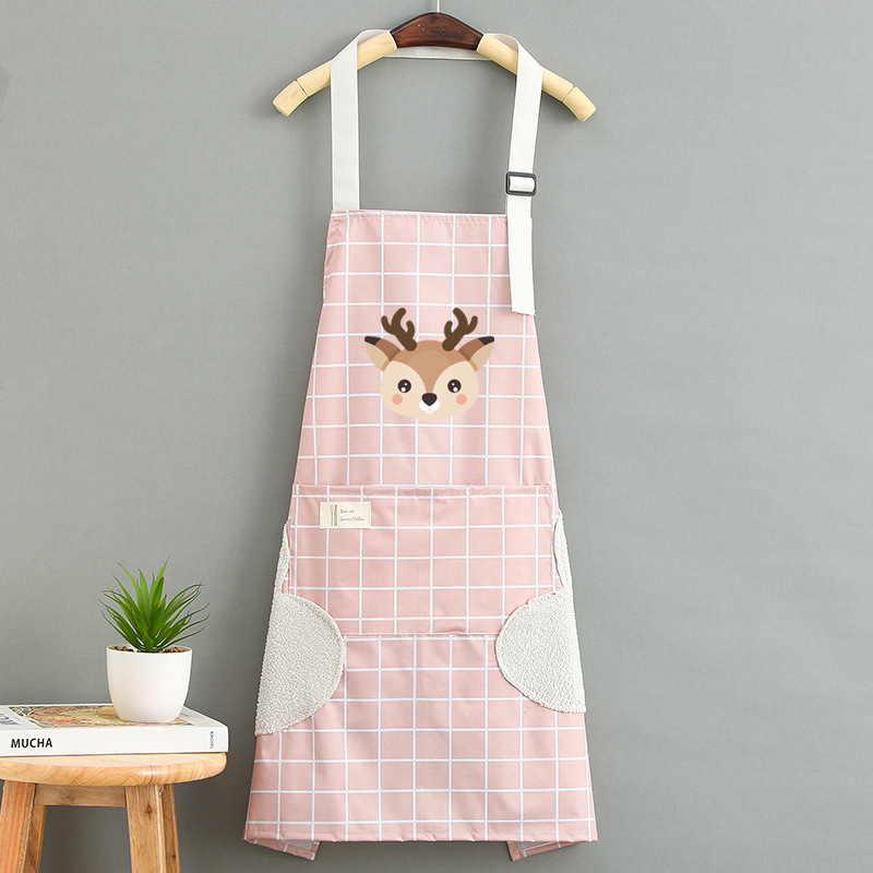 2022 New Plaid Canvas Apron Kitchen Special Anti-Dirty and Oil-Proof Two Sides with Hand Towel Apron Wholesale