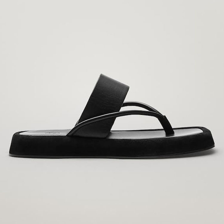 2022夏季新款md女鞋牛皮夹脚厚底凉拖鞋休闲人字型拖鞋外穿半拖