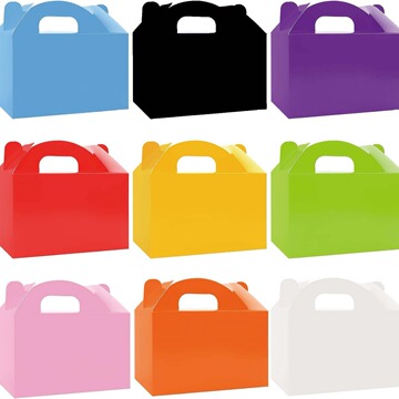 跨境爆款批发多色牛角糖果盒节日派对糖果包装纸盒素色手提包装盒