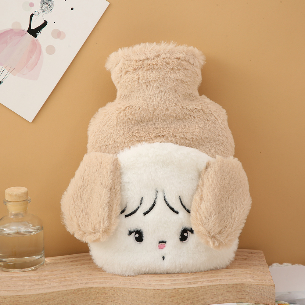 Plush Cloth Cover New Water-Injection Bag Cartoon Extra Thick Flush Hand Warmer PVC Cute Hot-Water Bag Cross-Border Wholesale