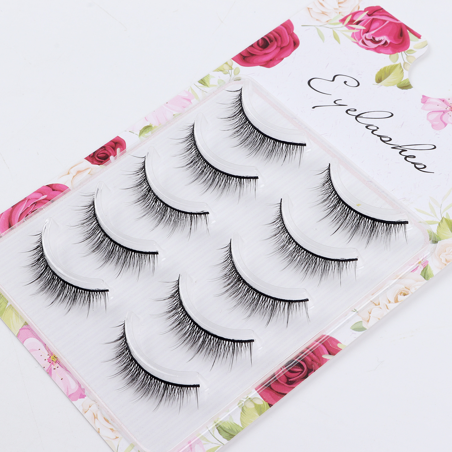 Natural Short Five Pairs Pack Eyelash Black Stem Slim Model Little Devil Eyelashes 3D Eyelash Set Wholesale