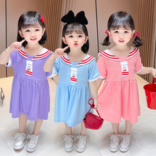 夏季新款韩版女童海军领小兔兔连衣裙2022时尚