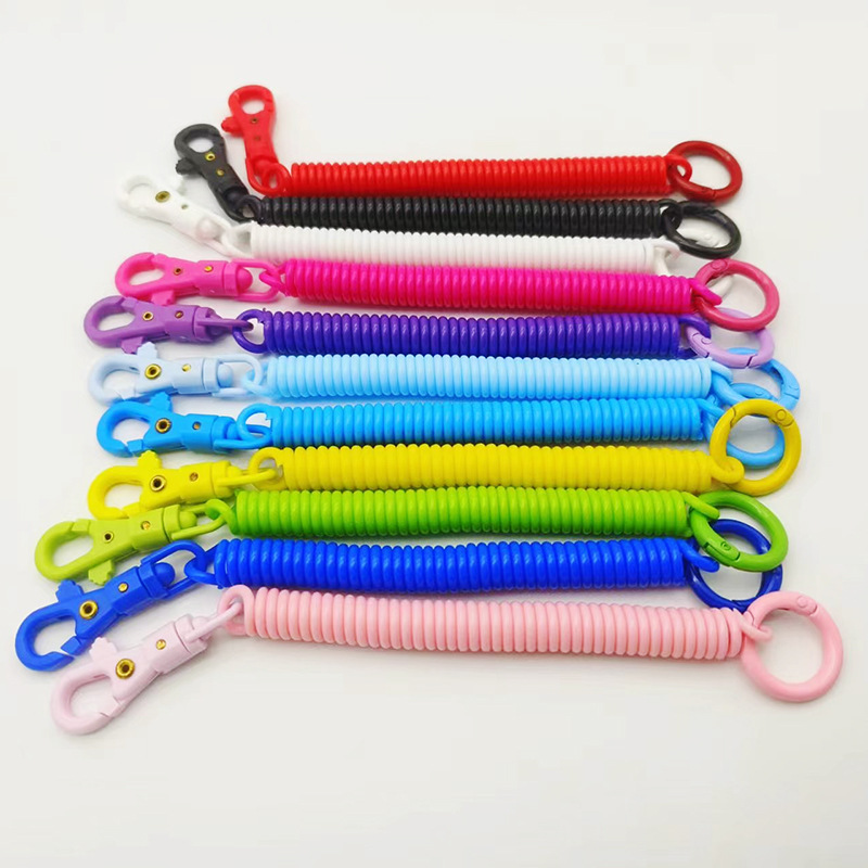 Factory Wholesale Plastic Spring Rope Jelly Color Key Chain Bag Card Holder Lanyard Keychain Elastic Anti-Separation Rope