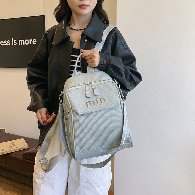 new fashion soft leather backpack ladies casual shoulder backpack textured travel backpack