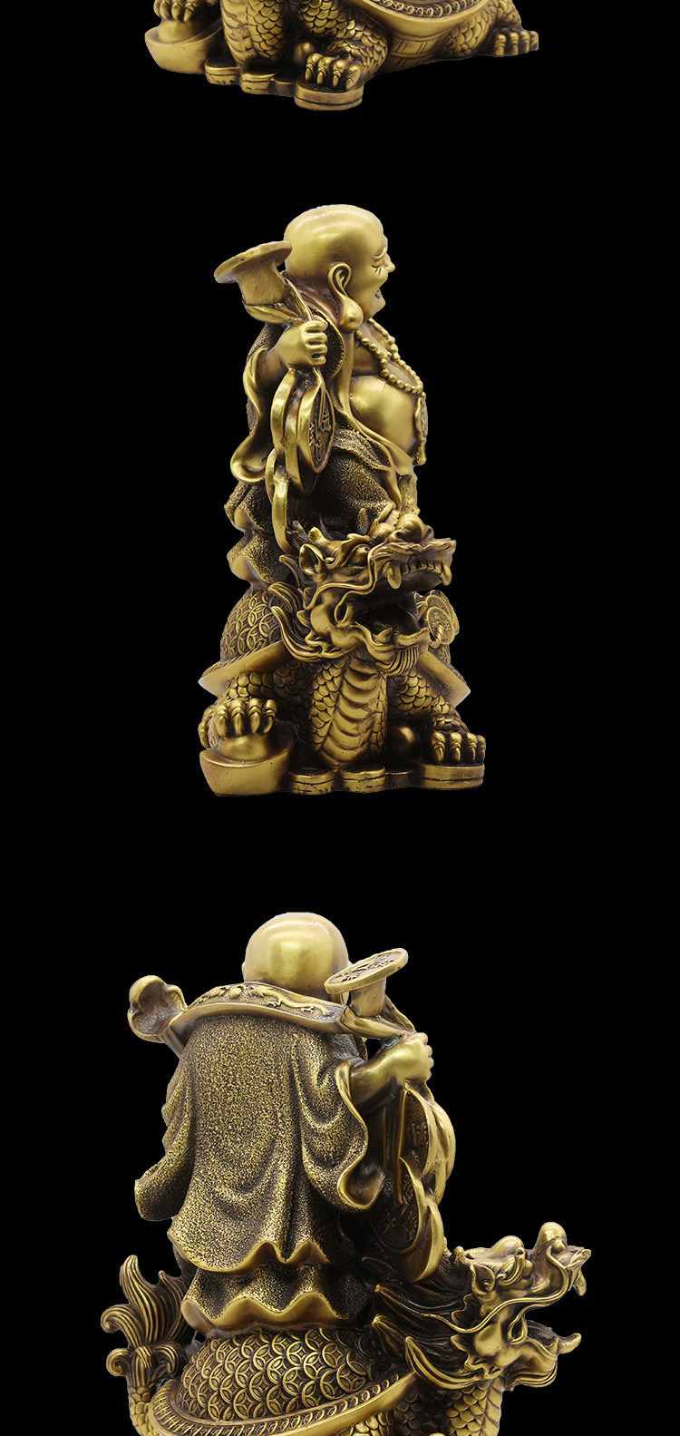 黄铜龙龟弥勒佛佛像 大肚佛家居办公室摆件装饰乔迁开业礼品