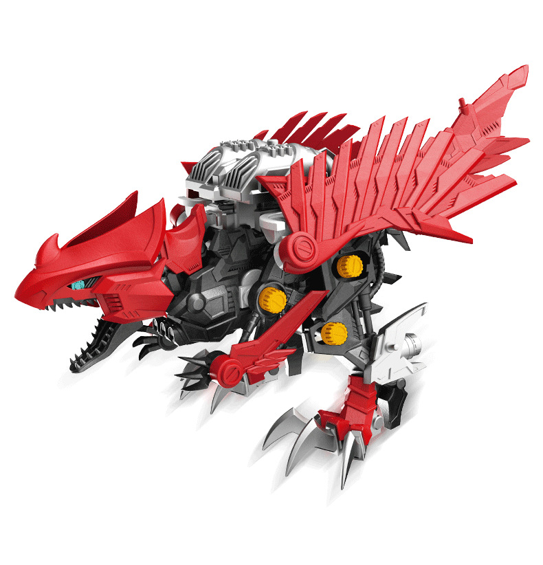 现货成奇隆拼装长羽盗龙儿童玩具恐龙机甲机械兽可装电机模型电动