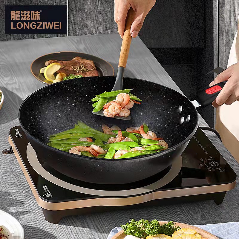 New Medical Stone Three-Piece Non-Stick Pan Gift Set Wok Frying Pan Soup Pot Cross-Border Pot Set Gift