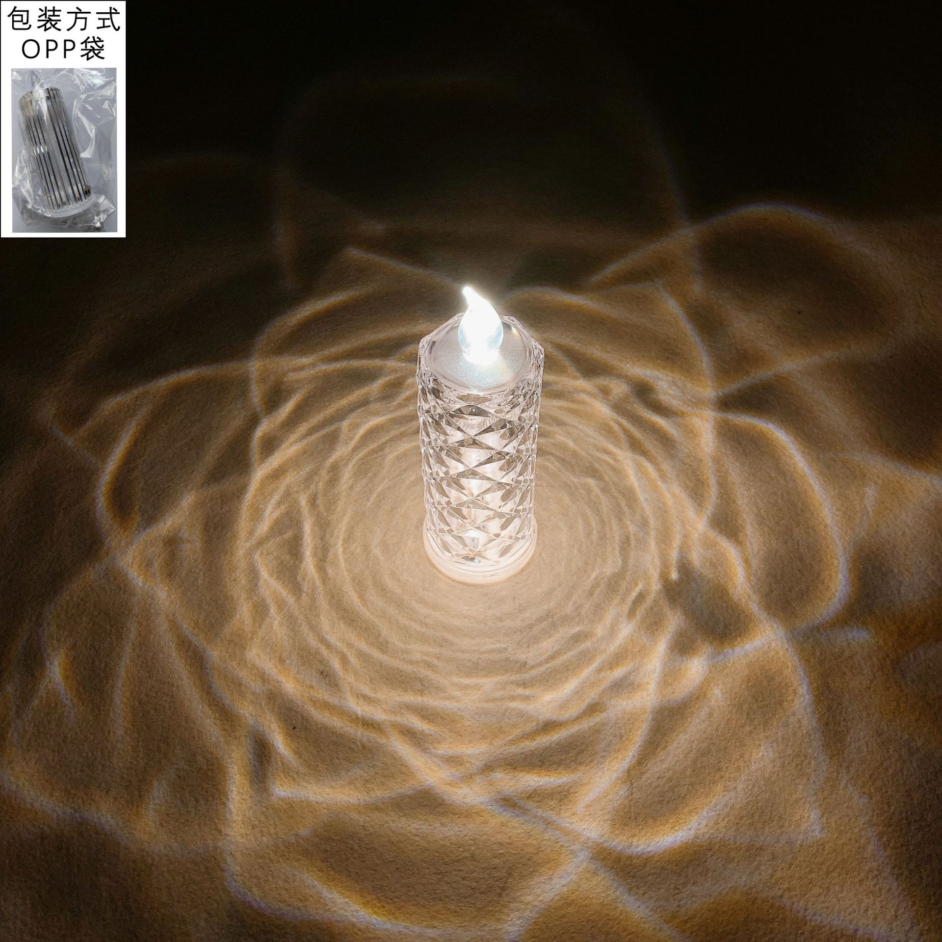 Rose Pattern Refraction Led Electronic Candle Light