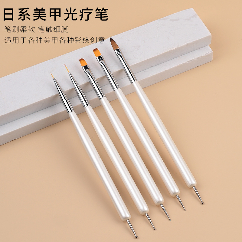 192 pearl white double-headed spot drill nail brush 5-piece painted cable flat round head uv crystal