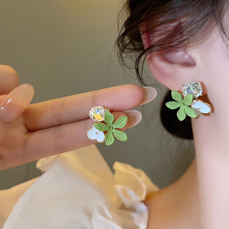 Sterling Silver Needle Pure White Flower Earrings for Women Classic Style Flower Pearl Stud Earrings Korean Style Summer High-Grade Earrings Fashion